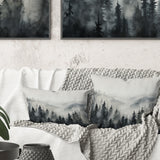 Grey Misty Morning Forest Horizon - Forest Throw Pillow
