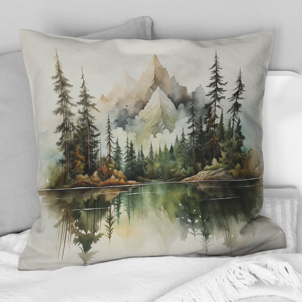 Watercolor Mountain Dreamscape - Mountains Throw Pillow
