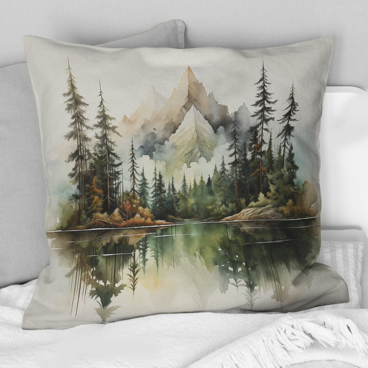 Watercolor Mountain Dreamscape - Mountains Throw Pillow