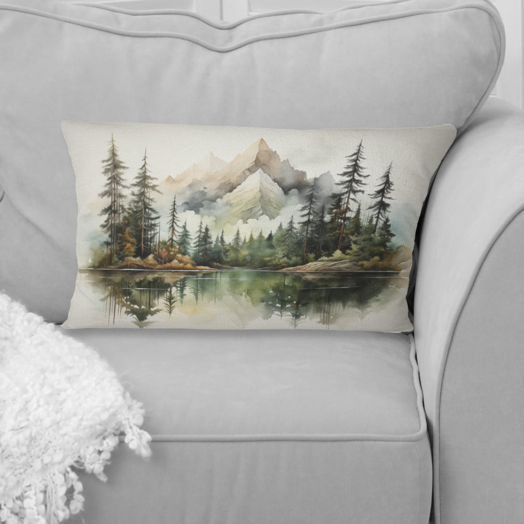 Watercolor Mountain Dreamscape - Mountains Throw Pillow