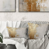 Minimal Gold And Beige Abstract River III - Northern Lights Throw Pillow