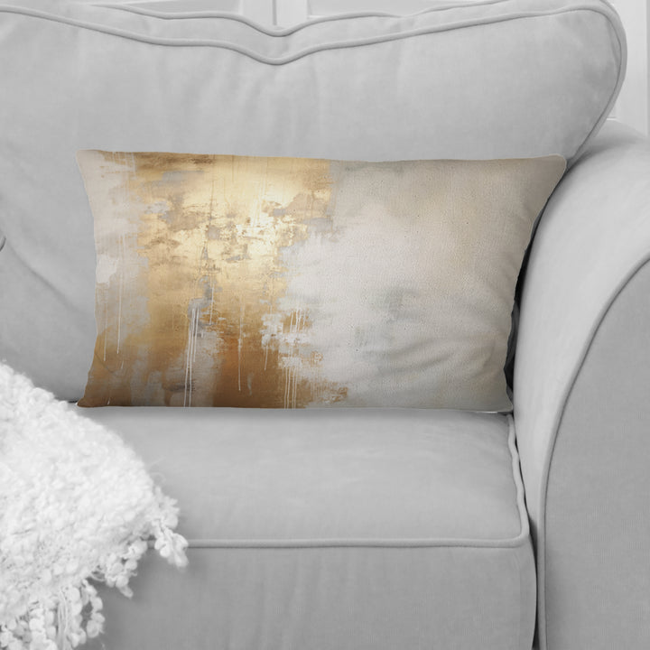 Minimal Gold And Beige Abstract River IV - Northern Lights Throw Pillow