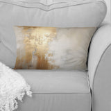 Minimal Gold And Beige Abstract River IV - Northern Lights Throw Pillow