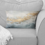 Beige Blue Gold Ocean Storm V - Abstract Shapes Throw Pillow