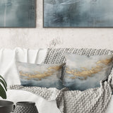 Beige Blue Gold Ocean Storm V - Abstract Shapes Throw Pillow