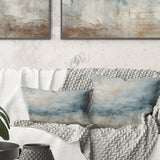 Beige Blue Ocean Storm I - Abstract Shapes Throw Pillow