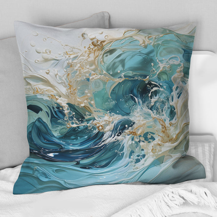 Ocean Charm Liquid Wave Art - Ocean Throw Pillow