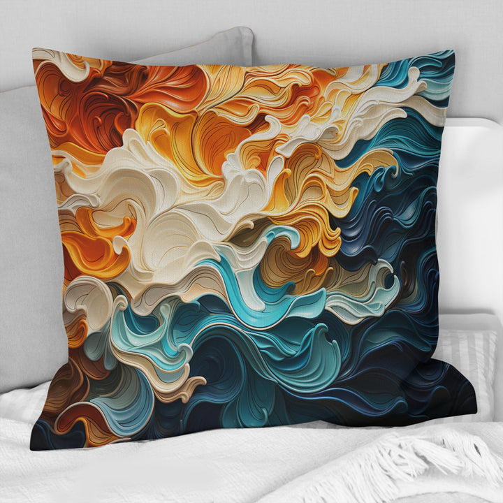 Multicolor Op Art Dynamic Flow I - Op Art Throw Pillow