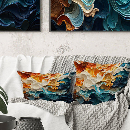 Multicolor Op Art Dynamic Flow I - Op Art Throw Pillow