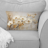 Minimalism Beige And Gold Orchids - Orchids Throw Pillow