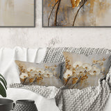 Minimalism Beige And Gold Orchids - Orchids Throw Pillow