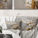 Minimalism Beige And Gold Orchids IV - Orchids Throw Pillow