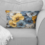 Elegant Yellow And Blue Pansy Petals - Pansies Throw Pillow