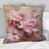 Pink And Gold Peonies In Radiance - Peonies Throw Pillow