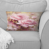 Pink And Gold Peonies In Radiance - Peonies Throw Pillow