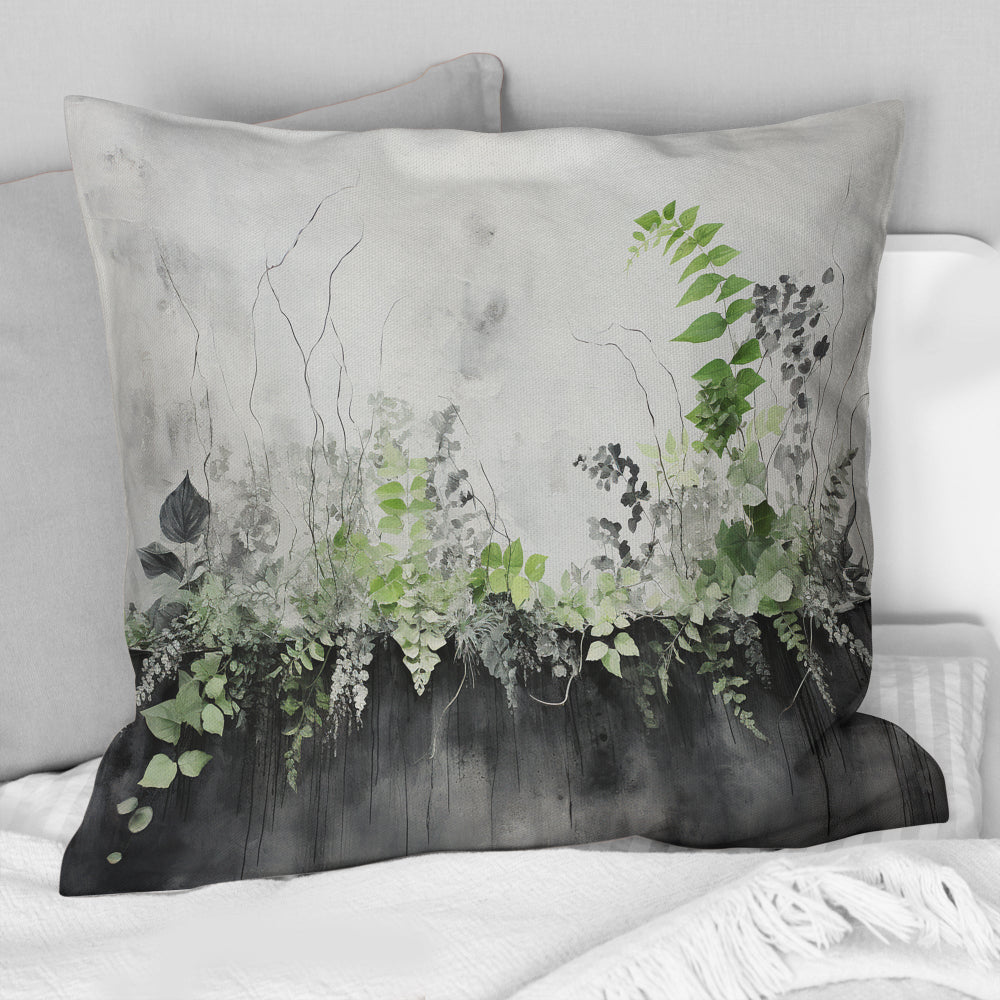 Green Minimalism Botanical Serenity - Plants Throw Pillow