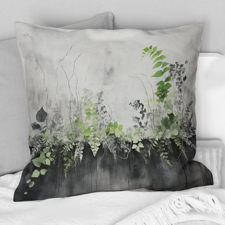 Green Minimalism Botanical Serenity - Plants Throw Pillow