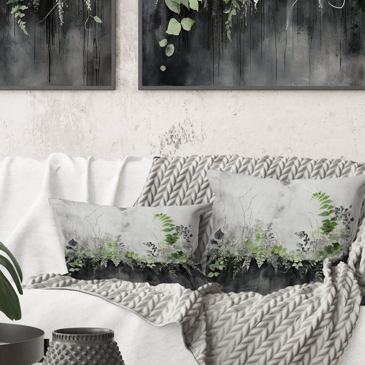 Green Minimalism Botanical Serenity - Plants Throw Pillow