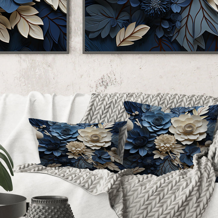 Blue Flower Crafted Delights I - Flowers Throw Pillow