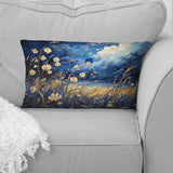 Navy Blue Poppies Field - Meadow Throw Pillow