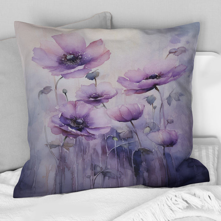 Violet Veil Delicate Poppies Moment - Poppies Throw Pillow