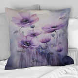 Violet Veil Delicate Poppies Moment - Poppies Throw Pillow