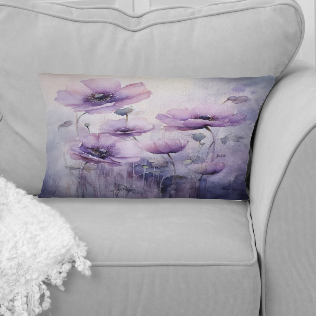 Violet Veil Delicate Poppies Moment - Poppies Throw Pillow