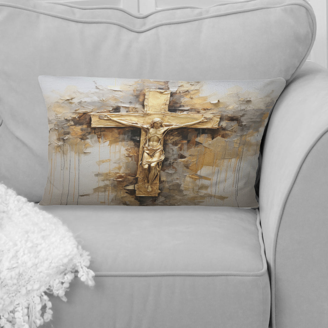 Minimalism Jesus Cross Religious I - Religious Landscape Throw Pillow