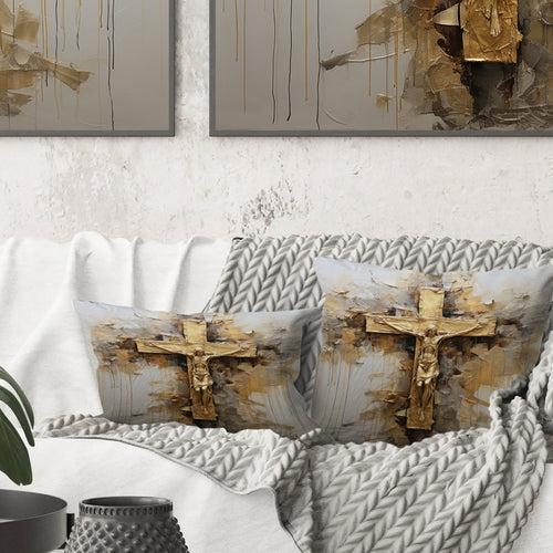 Minimalism Jesus Cross Religious I - Religious Landscape Throw Pillow