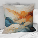 Abstract Orange And Blue River Ink - Abstract Marble Throw Pillow