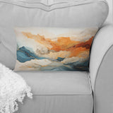 Abstract Orange And Blue River Ink - Abstract Marble Throw Pillow