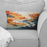 Abstract Orange And Blue River Ink I - Abstract Marble Throw Pillow