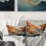 Abstract Orange And Blue River Ink I - Abstract Marble Throw Pillow