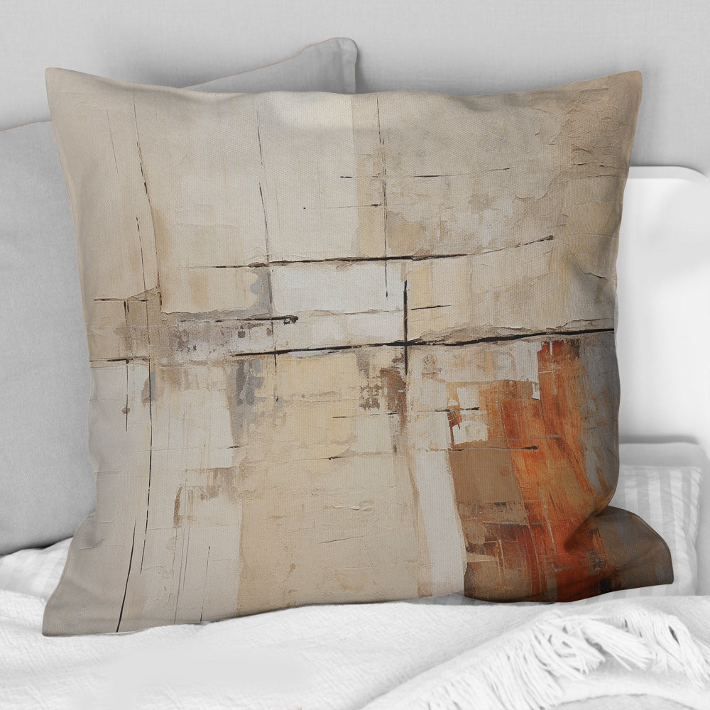 Abstract Beige Brown Road Collage - Abstract Collages Throw Pillow