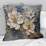 Beige And Blue Seasonal Flowers Composition - Seasonal Flowers Throw Pillow
