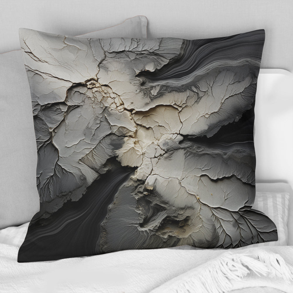 Shattered Grey Stone Geode Minimalism - Stone Geode Throw Pillow