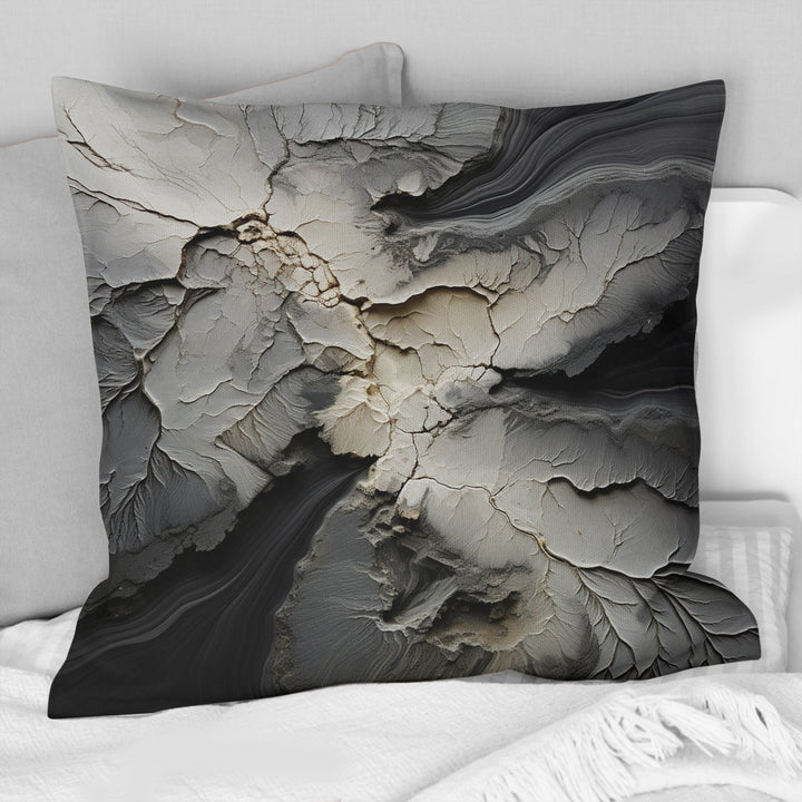 Shattered Grey Stone Geode Minimalism - Stone Geode Throw Pillow