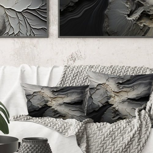 Shattered Grey Stone Geode Minimalism - Stone Geode Throw Pillow
