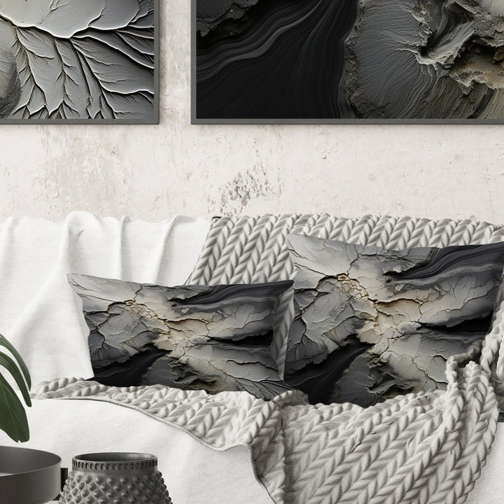 Shattered Grey Stone Geode Minimalism - Stone Geode Throw Pillow