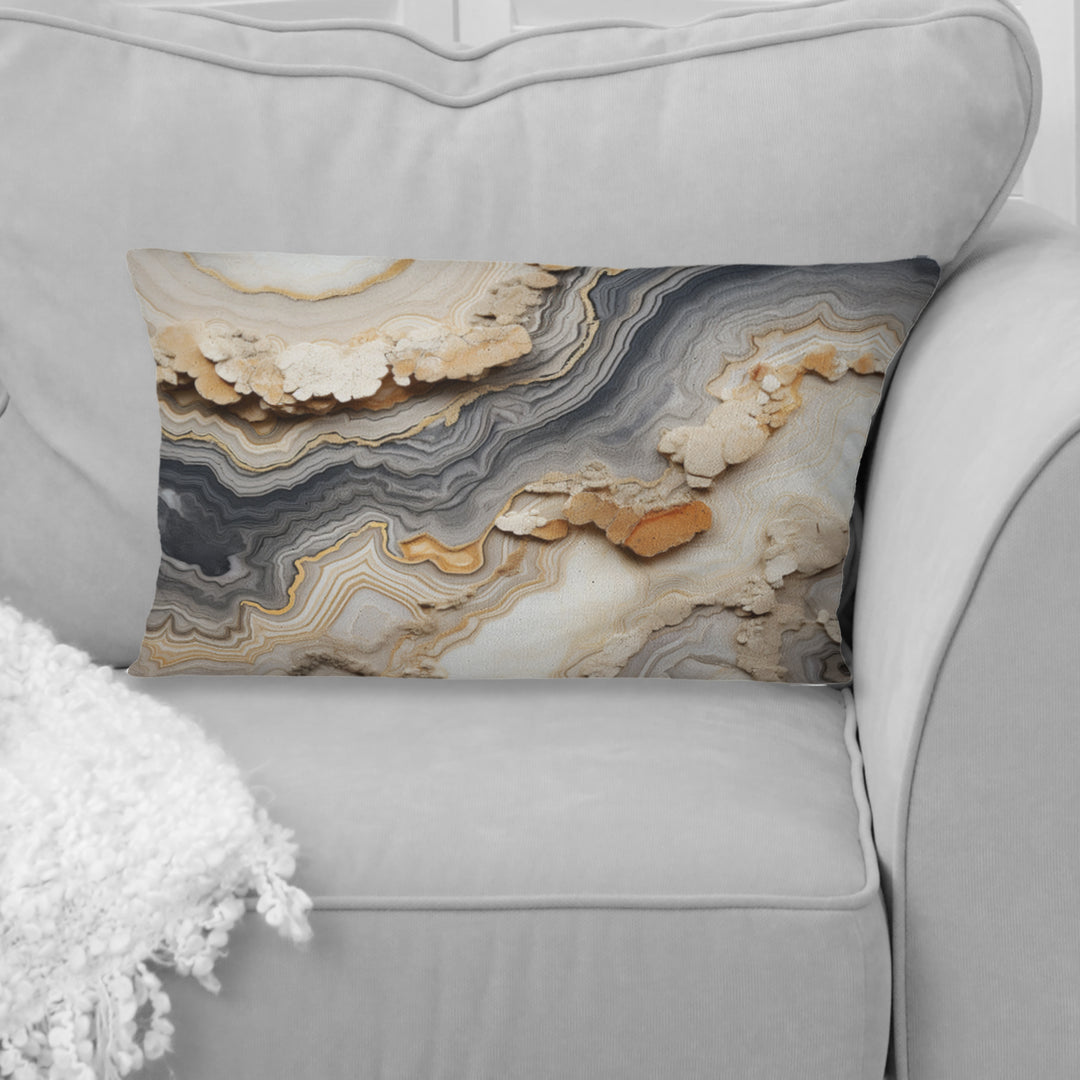 Grey And Orange Minimalism Stone Geode - Stone Geode Throw Pillow