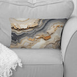 Grey And Orange Minimalism Stone Geode - Stone Geode Throw Pillow