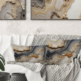 Grey And Orange Minimalism Stone Geode - Stone Geode Throw Pillow