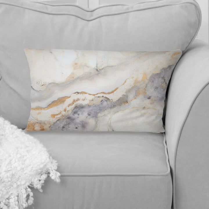 Beige And Gold Stone Geode Scenery Minimalism I - Stone Geode Throw Pillow