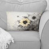 Black And White Sunflowers Florescence I - Sunflowers Throw Pillow