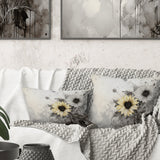 Black And White Sunflowers Florescence I - Sunflowers Throw Pillow