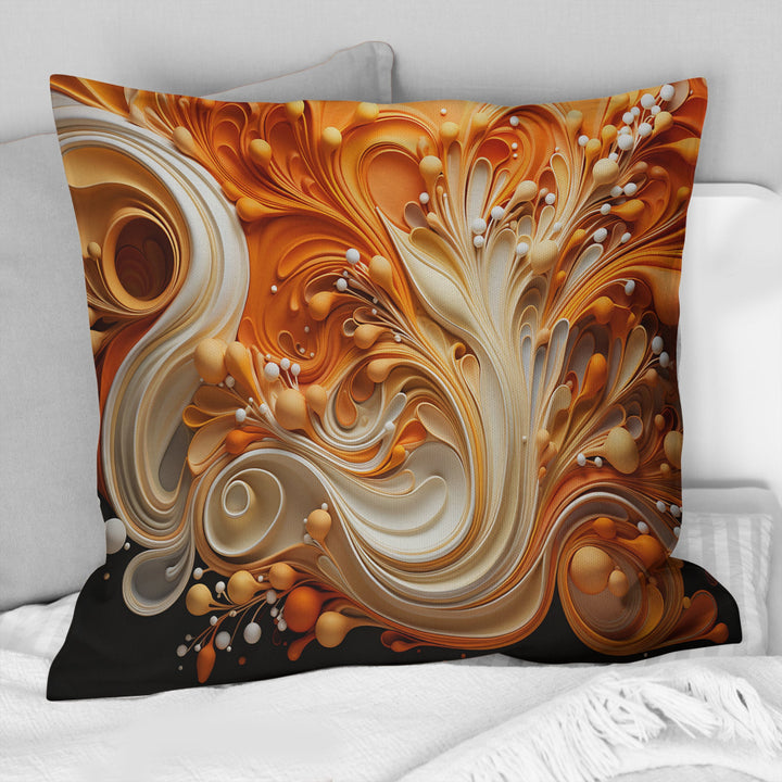 Abstract Coffee Fluid Flames - Abstract Shapes Throw Pillow