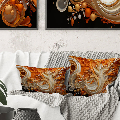 Abstract Coffee Fluid Flames - Abstract Shapes Throw Pillow