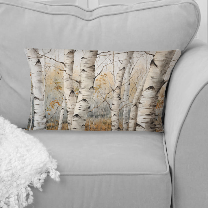 Beige Silver Birch Tree Beauty III - Tree Birch Throw Pillow