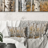 Beige Silver Birch Tree Beauty III - Tree Birch Throw Pillow