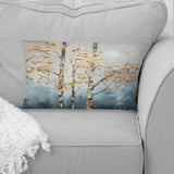 Gold And Blue Trees Harmony III - Trees Throw Pillow